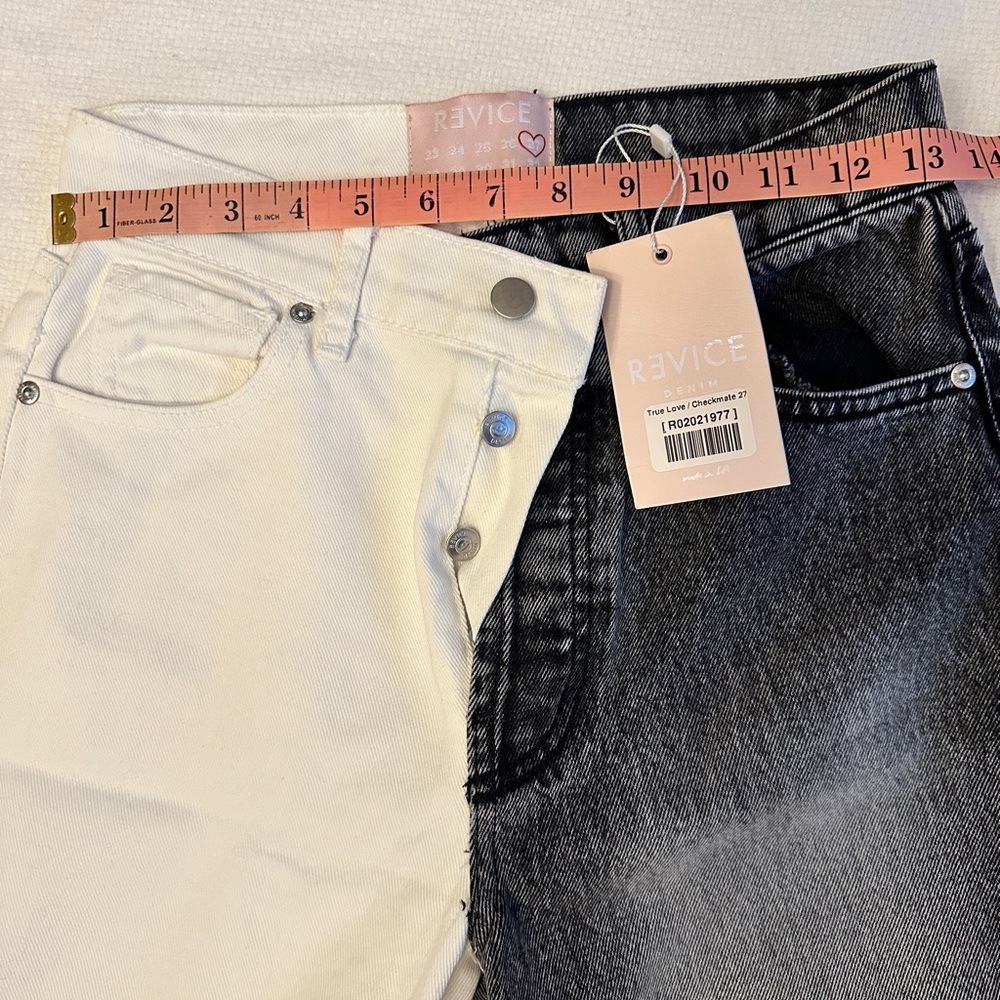 REVICE High Rise Black and Cream Jeans